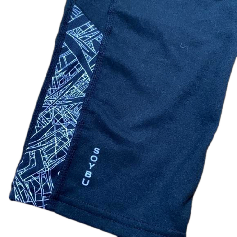 Soybu sz M Yoga Capri Black Legging Pants with Geometric Detail and Pocket